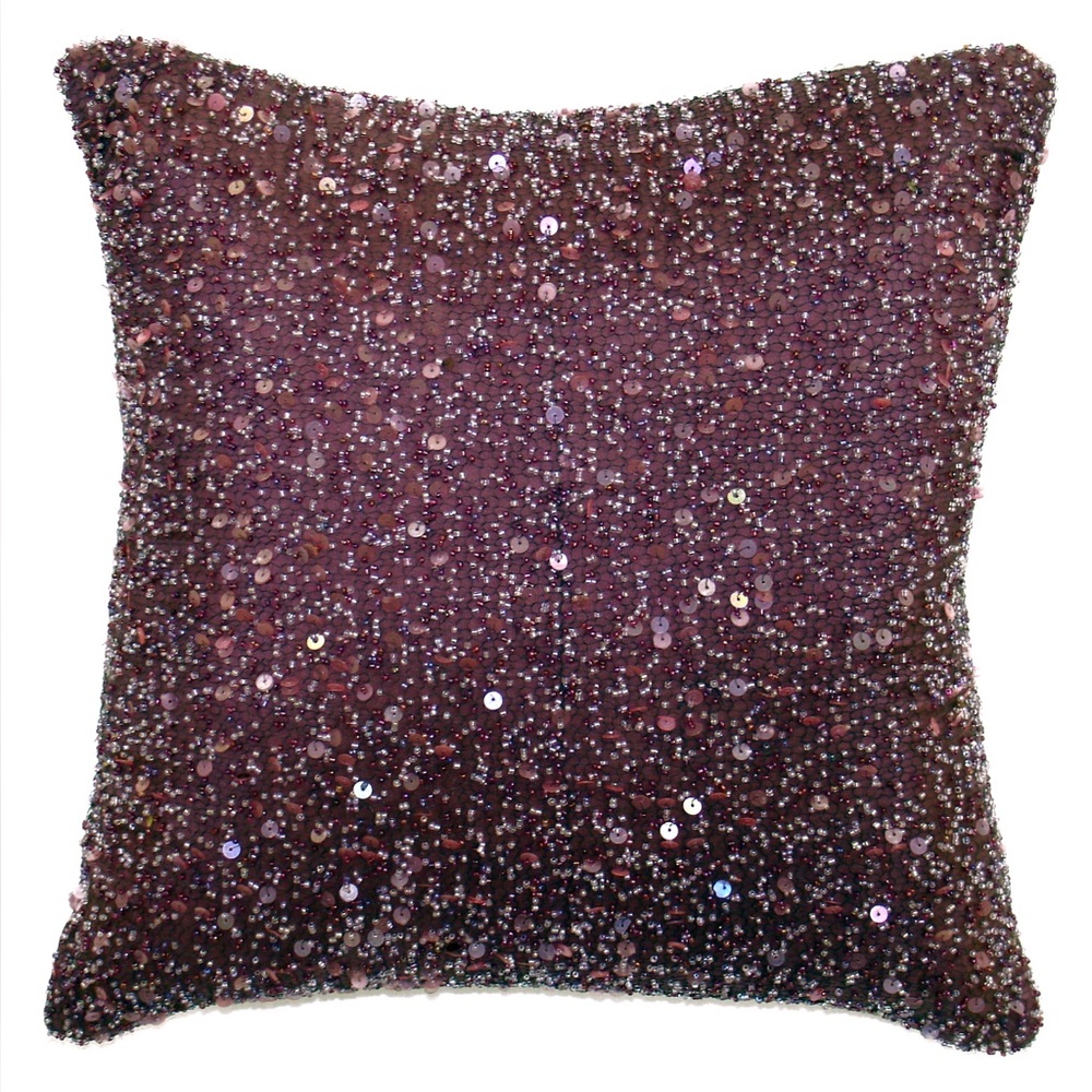 Sabira Collection Handmade Beaded Raspberry Throw Pillow Case